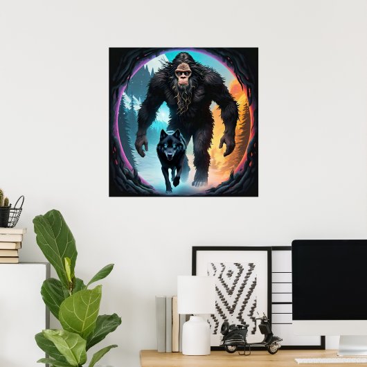 Bigfoot en Wolf Portal Poster (Thuiskantoor)