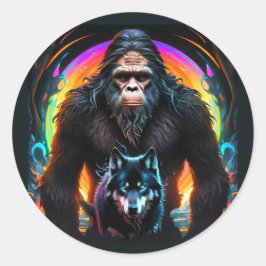 Bigfoot en Wolf Portal Ronde Sticker