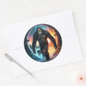 Bigfoot en Wolf Portal Ronde Sticker (Envelop)
