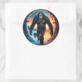 Bigfoot en Wolf Portal Ronde Sticker (Tas)