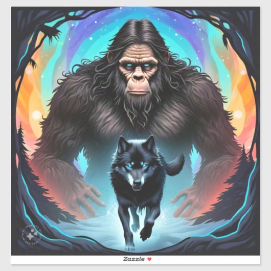 Bigfoot en Wolf Portal Sticker (Vel)