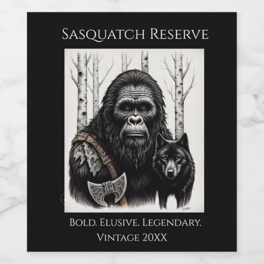 Bigfoot en Wolf Wijn Etiket (Enkel label)