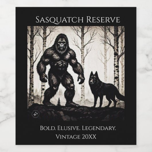 Bigfoot en Wolf Wijn Etiket (Enkel label)