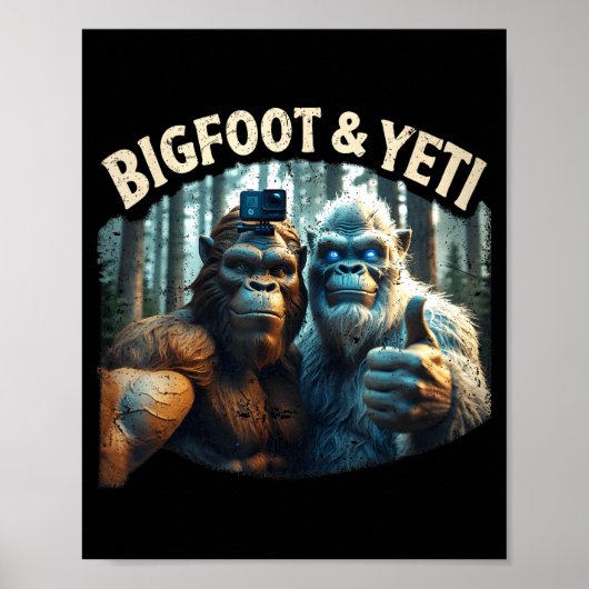 Bigfoot en yeti selfie cryptid squatch jager poster (Voorkant)