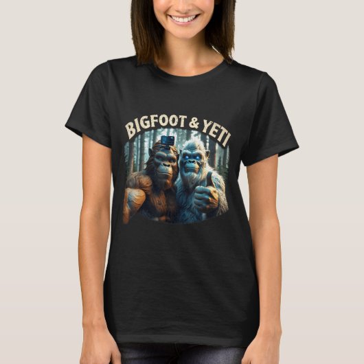 Bigfoot en yeti selfie cryptid squatch jager t-shirt (Voorkant)