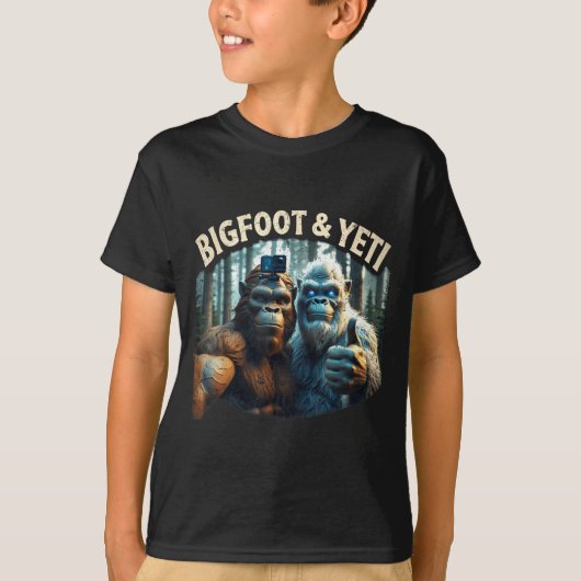 Bigfoot en yeti selfie cryptid squatch jager t-shirt (Voorkant)