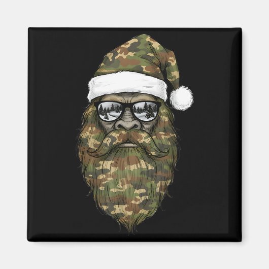 Bigfoot Face Sungles Santa Christmas Camo Xmas Sas Magneet (Voorkant)