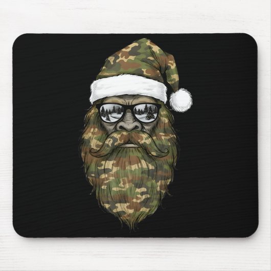 Bigfoot Face Sungles Santa Christmas Camo Xmas Sas Muismat (Voorkant)