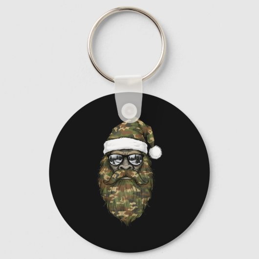 Bigfoot Face Sungles Santa Christmas Camo Xmas Sas Sleutelhanger (Voorkant)