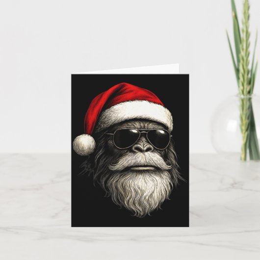 Bigfoot Face Sungles Santa Christmas Funny Xmas Sa Kaart (Voorkant)