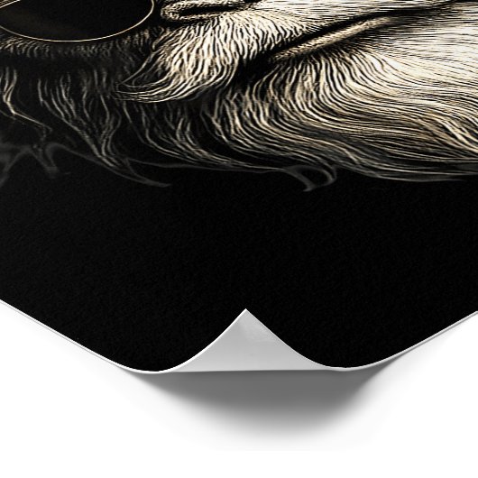 Bigfoot Face Sungles Santa Christmas Funny Xmas Sa Poster (Hoek)