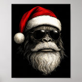 Bigfoot Face Sungles Santa Christmas Funny Xmas Sa Poster (Voorkant)