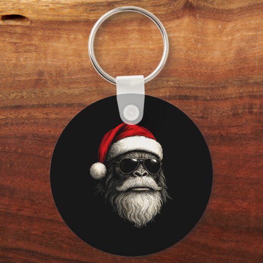 Bigfoot Face Sungles Santa Christmas Funny Xmas Sa Sleutelhanger (Voorkant)
