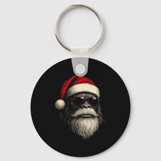 Bigfoot Face Sungles Santa Christmas Funny Xmas Sa Sleutelhanger (Voorkant)