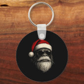 Bigfoot Face Sungles Santa Christmas Funny Xmas Sa Sleutelhanger (Voorkant)