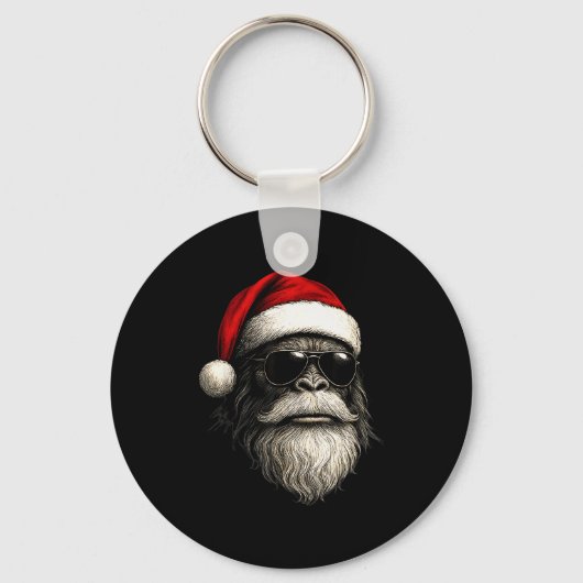 Bigfoot Face Sungles Santa Christmas Funny Xmas Sa Sleutelhanger (Voorkant)