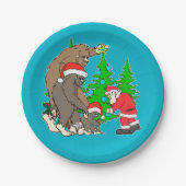 Bigfoot familie en Santa Papieren Bordje (Voorkant)