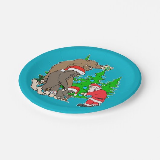 Bigfoot familie en Santa Papieren Bordje (Gekanteld)