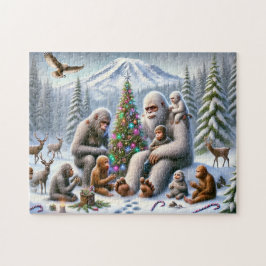 Bigfoot Familie Kerstmis bij Mt. Rainier Legpuzzel
