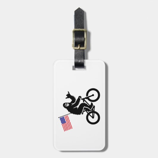 Bigfoot Fietsen Amerikaanse vlag Bagagelabel (Voorkant verticaal)