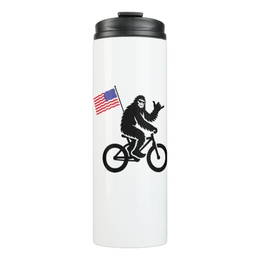 Bigfoot Fietsen Amerikaanse vlag Thermosbeker (Voorkant)