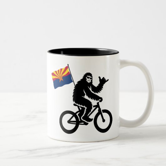 Bigfoot Fietsen Arizona Vlag Tweekleurige Koffiemok (Rechts)