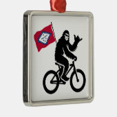 Bigfoot Fietsen Arkansas Vlag Metalen Ornament (Rechts)