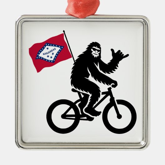 Bigfoot Fietsen Arkansas Vlag Metalen Ornament (Voorkant)