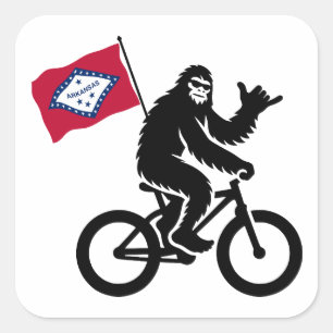 Bigfoot Fietsen Arkansas Vlag Vierkante Sticker