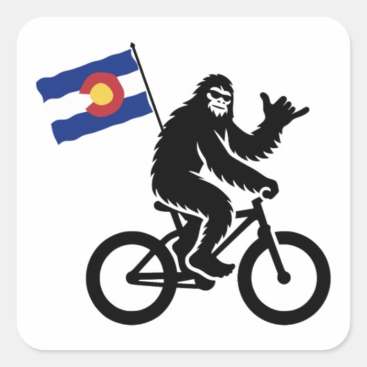 Bigfoot Fietsen Colorado Vlag Vierkante Sticker (Voorkant)
