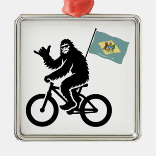 Bigfoot Fietsen Delaware Vlag Metalen Ornament