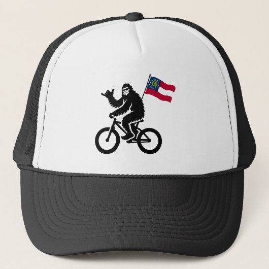 Bigfoot Fietsen Georgië Vlag Trucker Pet (Voorkant)