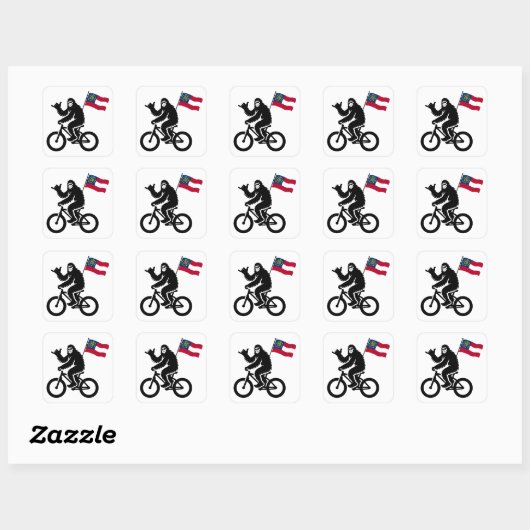 Bigfoot Fietsen Georgië Vlag Vierkante Sticker (Vel)