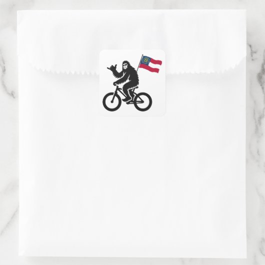 Bigfoot Fietsen Georgië Vlag Vierkante Sticker (Tas)