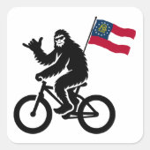 Bigfoot Fietsen Georgië Vlag Vierkante Sticker (Voorkant)
