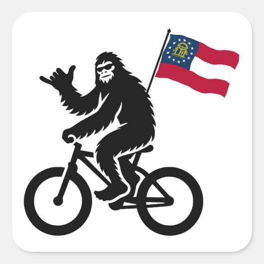 Bigfoot Fietsen Georgië Vlag Vierkante Sticker (Voorkant)