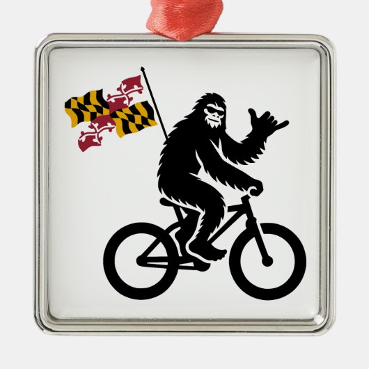 Bigfoot Fietsen Maryland Vlag Metalen Ornament (Voorkant)