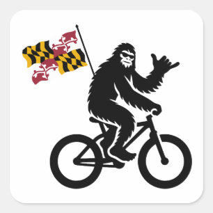 Bigfoot Fietsen Maryland Vlag Vierkante Sticker