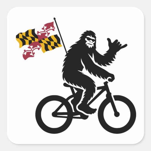 Bigfoot Fietsen Maryland Vlag Vierkante Sticker (Voorkant)