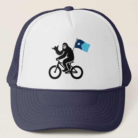 Bigfoot Fietsen Minnesota Vlag Trucker Pet (Voorkant)