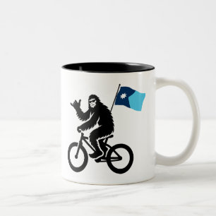 Bigfoot Fietsen Minnesota Vlag Tweekleurige Koffiemok
