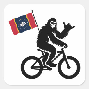 Bigfoot Fietsen Mississippi Vlag Vierkante Sticker