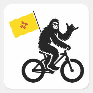 Bigfoot Fietsen New Mexico Vlag Vierkante Sticker