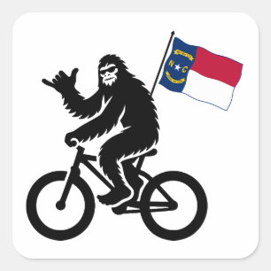 Bigfoot Fietsen North Carolina Vlag Vierkante Sticker