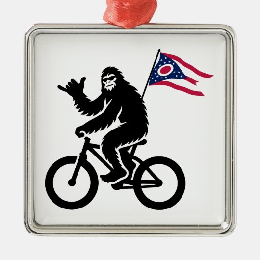 Bigfoot Fietsen Ohio Vlag Metalen Ornament (Voorkant)