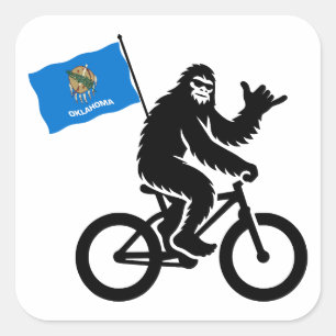 Bigfoot Fietsen Oklahoma Vlag Vierkante Sticker