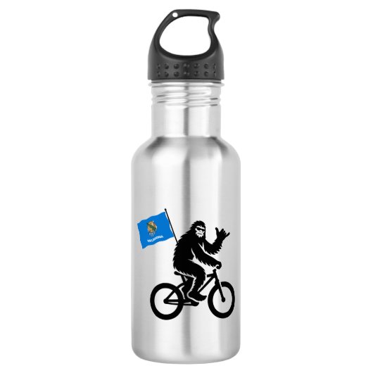 Bigfoot Fietsen Oklahoma Vlag Waterfles (Voorkant)
