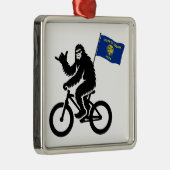 Bigfoot Fietsen Oregon Vlag Metalen Ornament (Rechts)