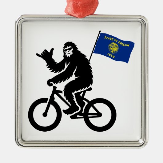 Bigfoot Fietsen Oregon Vlag Metalen Ornament (Voorkant)