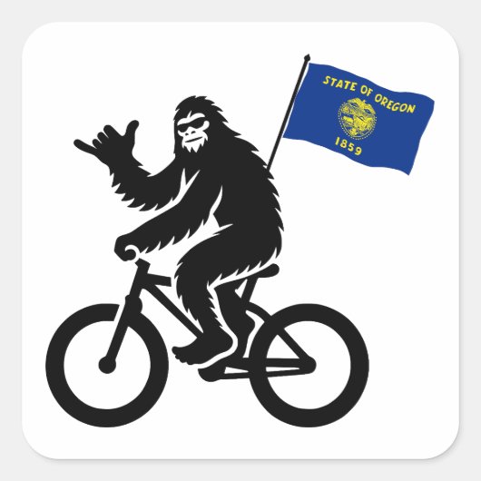 Bigfoot Fietsen Oregon Vlag Vierkante Sticker (Voorkant)